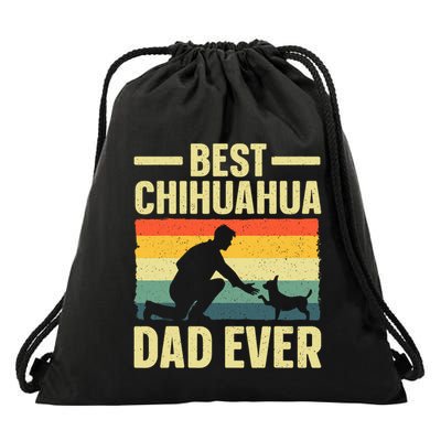 Best Chihuahua Art For Dad Chihuahua Dog Chihuahua Lover Drawstring Bag