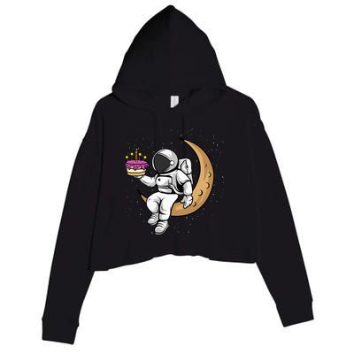 Birthday cake Astronauts in space funny stronaut Crop Fleece Hoodie