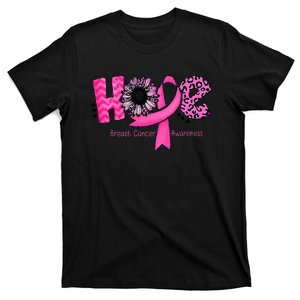 Breast Cancer Awareness Hope Pink Ribbon Leopard Sunflower T-Shirt