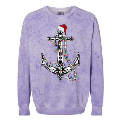 Boating Christmas Anchor Santa Lights Sailing Boat Sailor Gift Colorblast Crewneck Sweatshirt