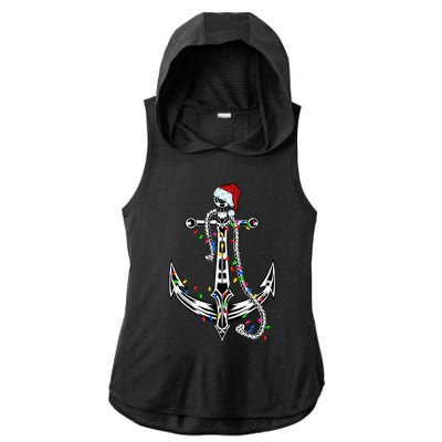 Boating Christmas Anchor Santa Lights Sailing Boat Sailor Gift Ladies PosiCharge Tri-Blend Wicking Draft Hoodie Tank