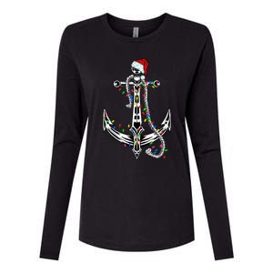 Boating Christmas Anchor Santa Lights Sailing Boat Sailor Gift Womens Cotton Relaxed Long Sleeve T-Shirt