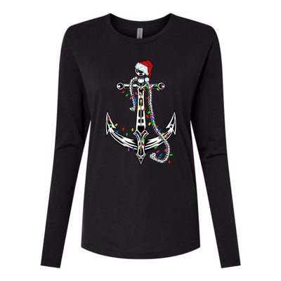 Boating Christmas Anchor Santa Lights Sailing Boat Sailor Gift Womens Cotton Relaxed Long Sleeve T-Shirt