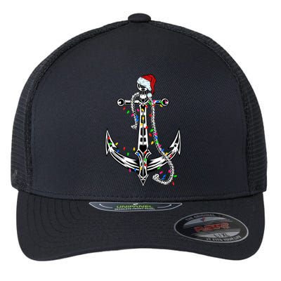 Boating Christmas Anchor Santa Lights Sailing Boat Sailor Gift Flexfit Unipanel Trucker Cap