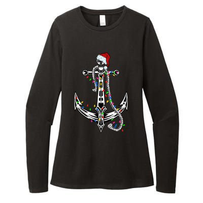 Boating Christmas Anchor Santa Lights Sailing Boat Sailor Gift Womens CVC Long Sleeve Shirt