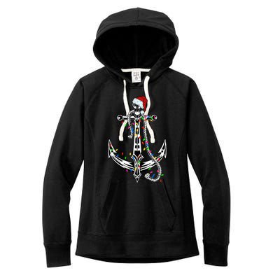 Boating Christmas Anchor Santa Lights Sailing Boat Sailor Gift Women's Fleece Hoodie