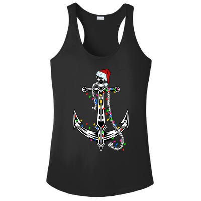 Boating Christmas Anchor Santa Lights Sailing Boat Sailor Gift Ladies PosiCharge Competitor Racerback Tank