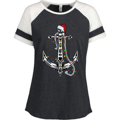 Boating Christmas Anchor Santa Lights Sailing Boat Sailor Gift Enza Ladies Jersey Colorblock Tee