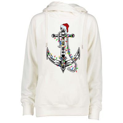 Boating Christmas Anchor Santa Lights Sailing Boat Sailor Gift Womens Funnel Neck Pullover Hood