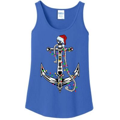 Boating Christmas Anchor Santa Lights Sailing Boat Sailor Gift Ladies Essential Tank