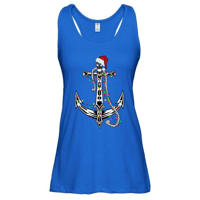 Boating Christmas Anchor Santa Lights Sailing Boat Sailor Gift Ladies Essential Flowy Tank