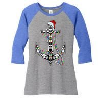 Boating Christmas Anchor Santa Lights Sailing Boat Sailor Gift Women's Tri-Blend 3/4-Sleeve Raglan Shirt