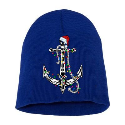 Boating Christmas Anchor Santa Lights Sailing Boat Sailor Gift Short Acrylic Beanie