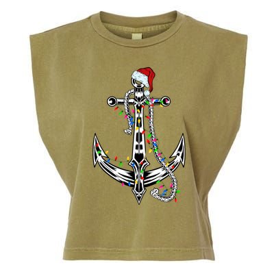 Boating Christmas Anchor Santa Lights Sailing Boat Sailor Gift Garment-Dyed Women's Muscle Tee