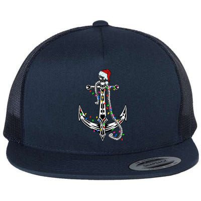 Boating Christmas Anchor Santa Lights Sailing Boat Sailor Gift Flat Bill Trucker Hat