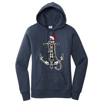 Boating Christmas Anchor Santa Lights Sailing Boat Sailor Gift Women's Pullover Hoodie