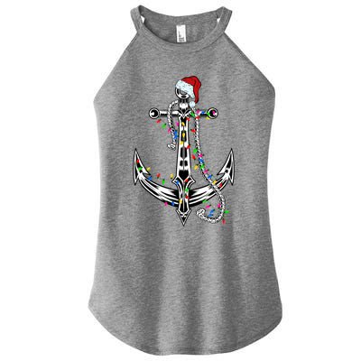 Boating Christmas Anchor Santa Lights Sailing Boat Sailor Gift Women's Perfect Tri Rocker Tank