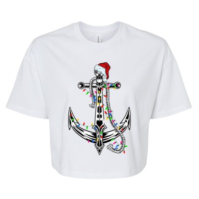 Boating Christmas Anchor Santa Lights Sailing Boat Sailor Gift Bella+Canvas Jersey Crop Tee