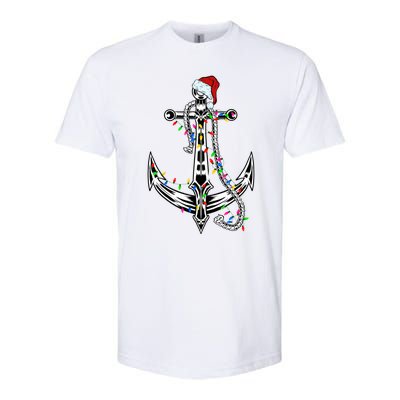 Boating Christmas Anchor Santa Lights Sailing Boat Sailor Gift Softstyle® CVC T-Shirt