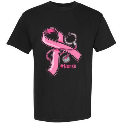 Breast Cancer Awareness Nurse Stethoscope Pink Ribbon Garment-Dyed Heavyweight T-Shirt