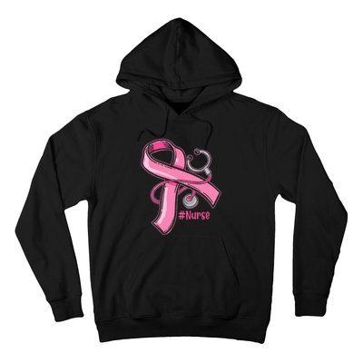 Breast Cancer Awareness Nurse Stethoscope Pink Ribbon Hoodie