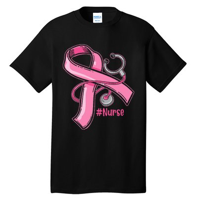 Breast Cancer Awareness Nurse Stethoscope Pink Ribbon Tall T-Shirt