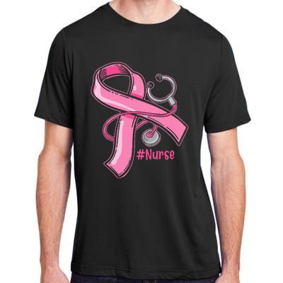 Breast Cancer Awareness Nurse Stethoscope Pink Ribbon Adult ChromaSoft Performance T-Shirt