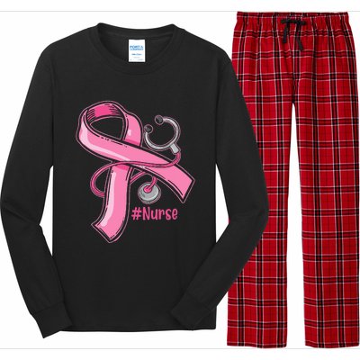 Breast Cancer Awareness Nurse Stethoscope Pink Ribbon Long Sleeve Pajama Set