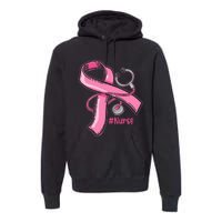 Breast Cancer Awareness Nurse Stethoscope Pink Ribbon Premium Hoodie