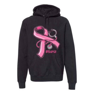 Breast Cancer Awareness Nurse Stethoscope Pink Ribbon Premium Hoodie