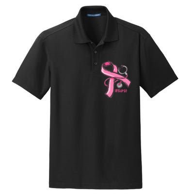 Breast Cancer Awareness Nurse Stethoscope Pink Ribbon Dry Zone Grid Polo