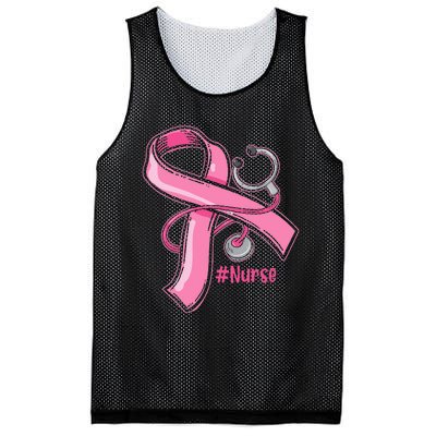 Breast Cancer Awareness Nurse Stethoscope Pink Ribbon Mesh Reversible Basketball Jersey Tank