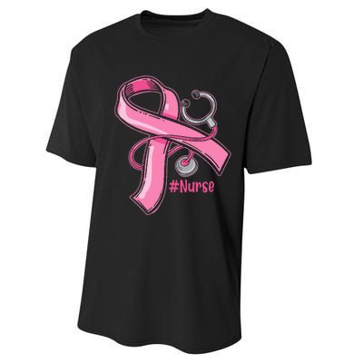 Breast Cancer Awareness Nurse Stethoscope Pink Ribbon Performance Sprint T-Shirt