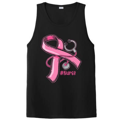 Breast Cancer Awareness Nurse Stethoscope Pink Ribbon PosiCharge Competitor Tank