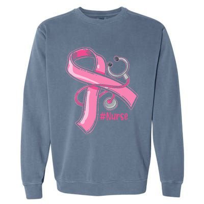 Breast Cancer Awareness Nurse Stethoscope Pink Ribbon Garment-Dyed Sweatshirt