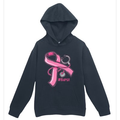 Breast Cancer Awareness Nurse Stethoscope Pink Ribbon Urban Pullover Hoodie