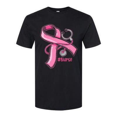 Breast Cancer Awareness Nurse Stethoscope Pink Ribbon Softstyle CVC T-Shirt