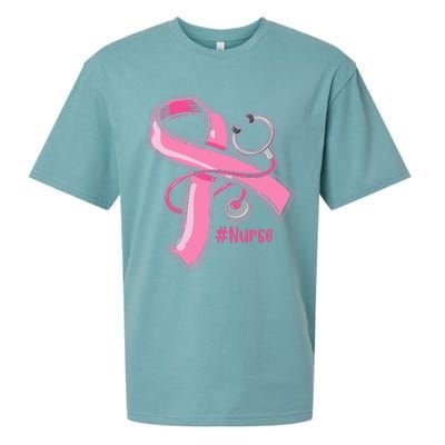 Breast Cancer Awareness Nurse Stethoscope Pink Ribbon Sueded Cloud Jersey T-Shirt