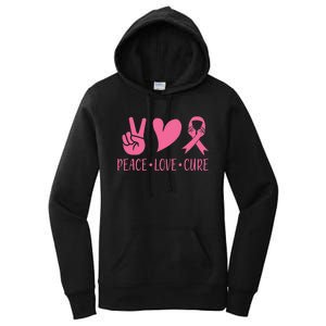 Breast Cancer Awareness Pink Peace Love Cure Faith Women's Pullover Hoodie