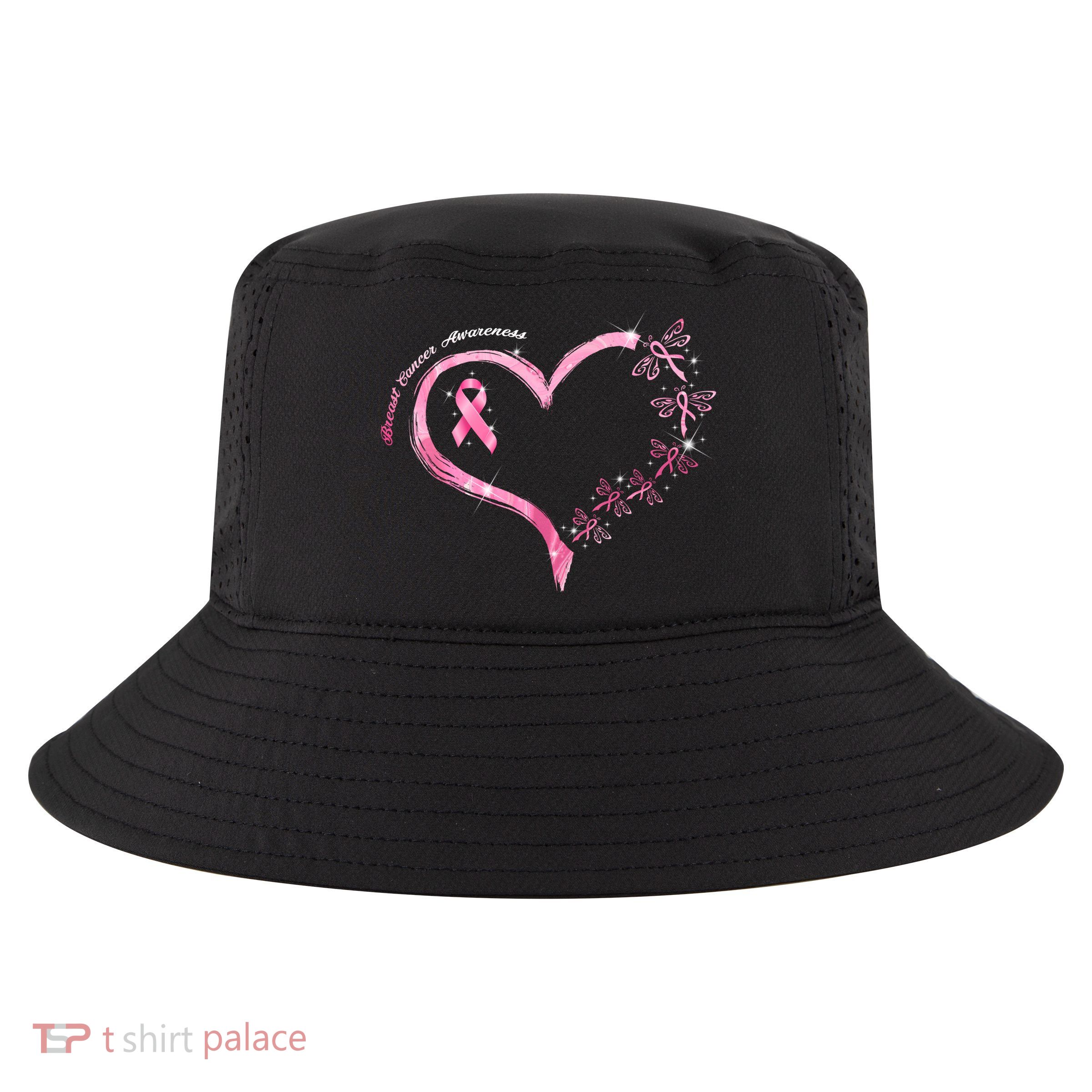 Breast Cancer Awareness Butterfly Simple Logo Cool Comfort Performance Bucket Hat