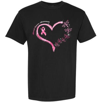 Breast Cancer Awareness Butterfly Simple Logo Garment-Dyed Heavyweight T-Shirt