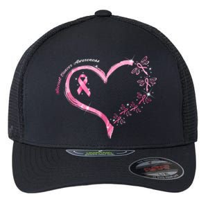 Breast Cancer Awareness Butterfly Simple Logo Flexfit Unipanel Trucker Cap