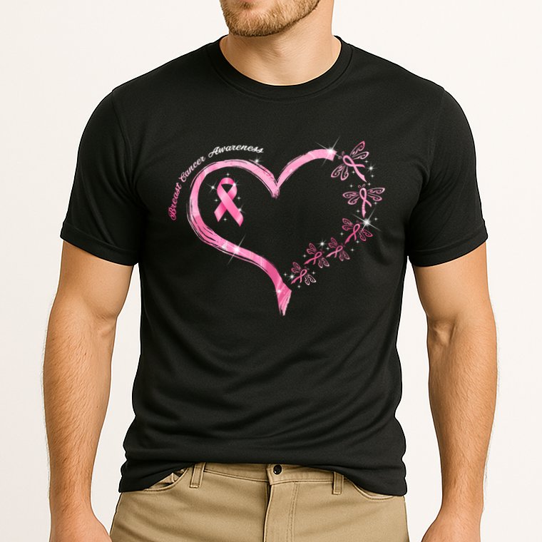 Breast Cancer Awareness Butterfly Simple Logo Cooling Performance Crew T-Shirt