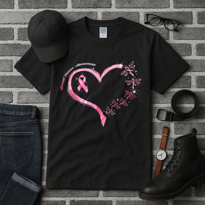 Breast Cancer Awareness Butterfly Simple Logo Tall T-Shirt