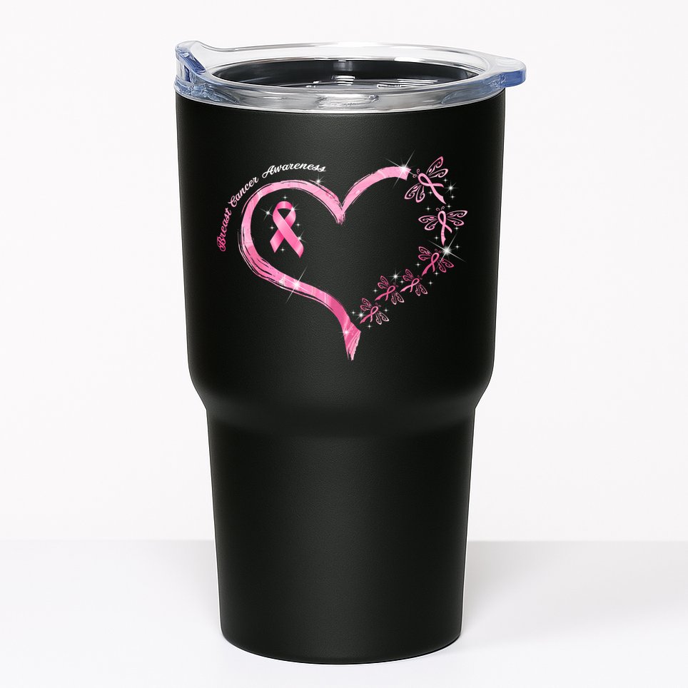 Breast Cancer Awareness Butterfly Simple Logo Tumbler