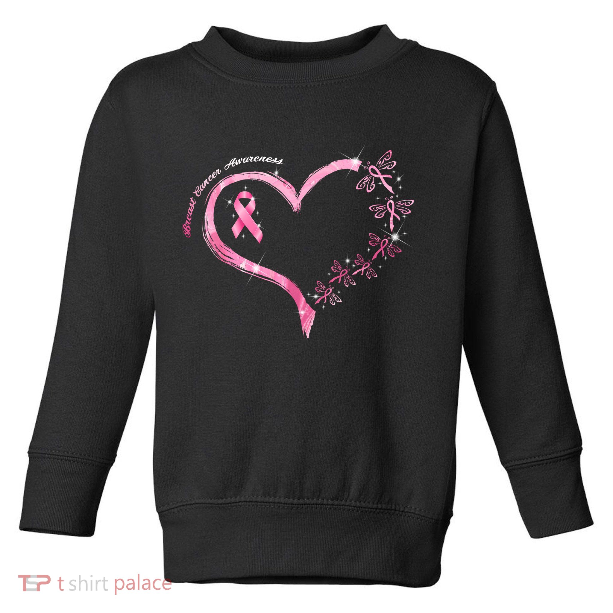 Breast Cancer Awareness Butterfly Simple Logo Toddler Sweatshirt