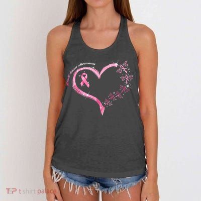 Breast Cancer Awareness Butterfly Simple Logo Women's Knotted Racerback Tank
