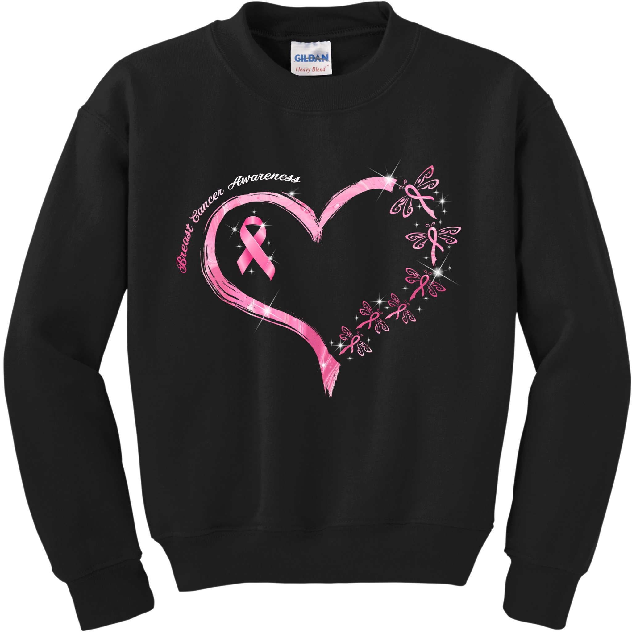 Breast Cancer Awareness Butterfly Simple Logo Kids Sweatshirt
