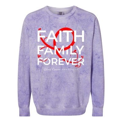 Blood Cancer Awareness Red Ribbon Faith Family Forever Gift Colorblast Crewneck Sweatshirt