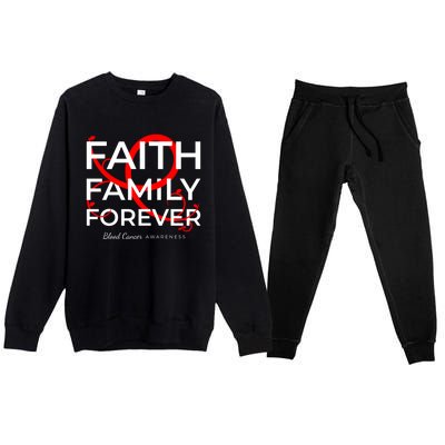 Blood Cancer Awareness Red Ribbon Faith Family Forever Gift Premium Crewneck Sweatsuit Set